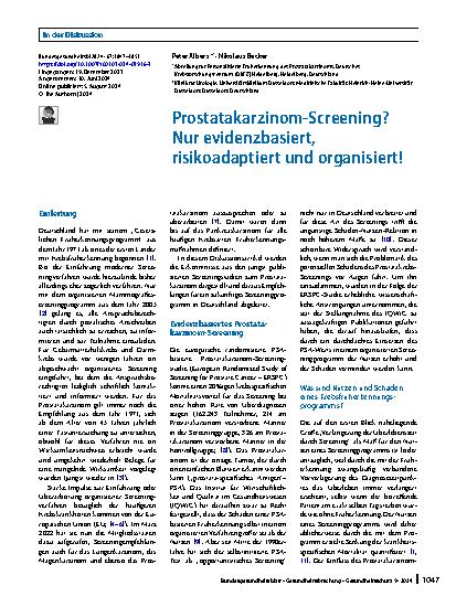 Vorschauseite 1: Prostatakarzinom-Screening? Nur evidenzbasiert, risikoadaptiert und organisiert!