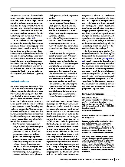 Vorschauseite 5: Prostatakarzinom-Screening? Nur evidenzbasiert, risikoadaptiert und organisiert!