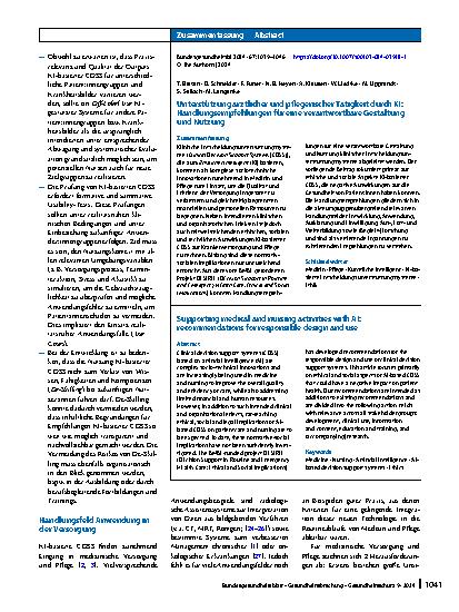 Vorschauseite 3: Unterstützung ärztlicher und pflegerischer Tätigkeit durch KI: Handlungsempfehlungen für eine verantwortbare Gestaltung und Nutzung