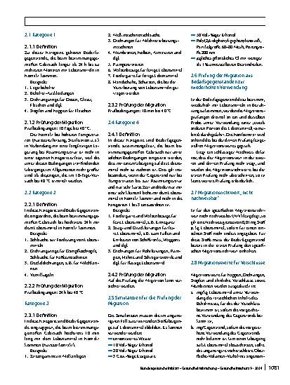 Vorschauseite 2: XXI/1. Bedarfsgegenstände aus Naturund Synthesekautschuk im Lebensmittelkontakt