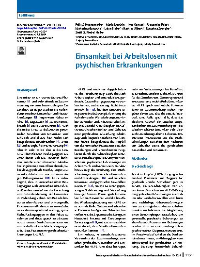 Vorschauseite 1: Einsamkeit bei Arbeitslosen mit psychischen Erkrankungen