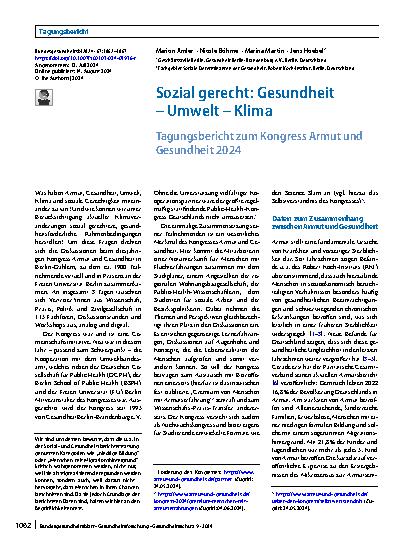 Vorschauseite 1: Sozial gerecht: Gesundheit – Umwelt – Klima