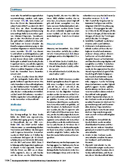 Vorschauseite 2: Einsamkeit in Deutschland – Prävalenz, Entwicklung über die Zeit und regionale Unterschiede