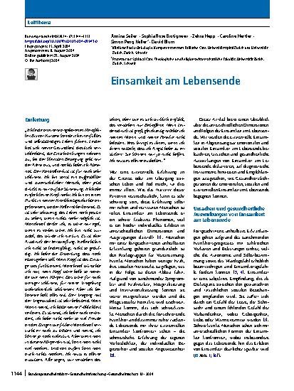 Vorschauseite 1: Einsamkeit am Lebensende