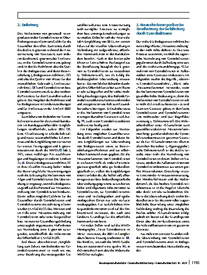 Vorschauseite 2: Empfehlung zum Schutz von Badenden vor Cyanobakterien und Cyanobakterientoxinen