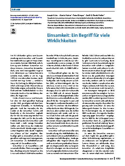 Vorschauseite 1: Einsamkeit: Ein Begriff für viele Wirklichkeiten