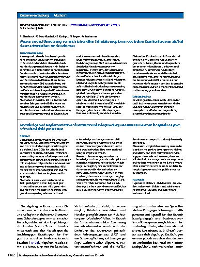 Vorschauseite 3: Wissen zu und Umsetzung von institutionellen Schutzkonzepten in deutschen Krankenhäusern als Teil des medizinischen Kinderschutzes