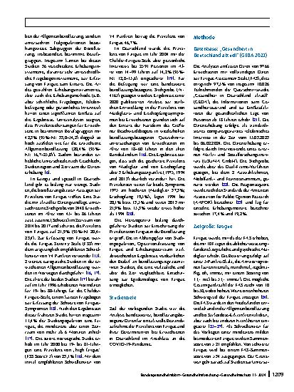 Vorschauseite 2: Fatigue in der Allgemeinbevölkerung: Ergebnisse der Studie „Gesundheit in Deutschland aktuell“ (GEDA 2023)