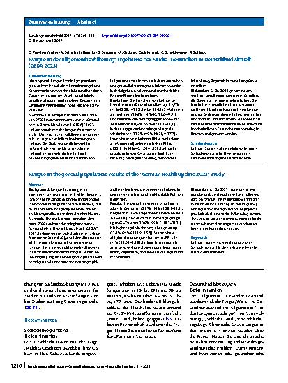 Vorschauseite 3: Fatigue in der Allgemeinbevölkerung: Ergebnisse der Studie „Gesundheit in Deutschland aktuell“ (GEDA 2023)