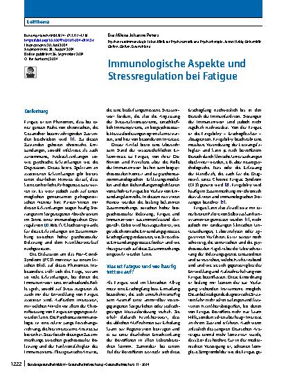 Vorschauseite 1: Immunologische Aspekte und Stressregulation bei Fatigue