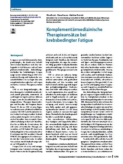 Vorschauseite 1: Komplementärmedizinische Therapieansätze bei krebsbedingter Fatigue