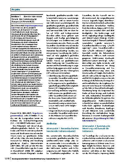 Vorschauseite 4: Geschlechtersensible Gesundheitsindikatoren für die Gesundheitsberichterstattung am Robert Koch-Institut (GBE-GI) – Ein Pilotprojekt im Rahmen der „Joint Action PreventNCD“