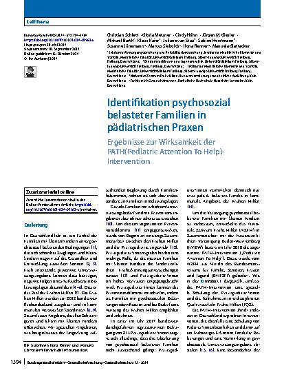 Vorschauseite 1: Identifikation psychosozial belasteter Familien in pädiatrischen Praxen