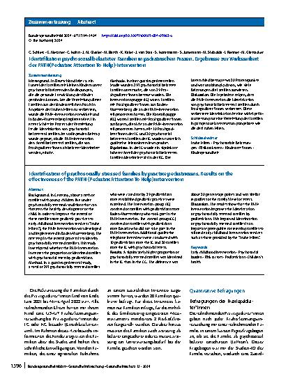 Vorschauseite 3: Identifikation psychosozial belasteter Familien in pädiatrischen Praxen