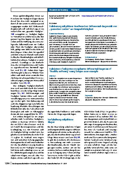 Vorschauseite 3: Validierung subjektiver Beschwerden: Differenzialdiagnostik von „gesundem Leiden“ am Beispiel Müdigkeit