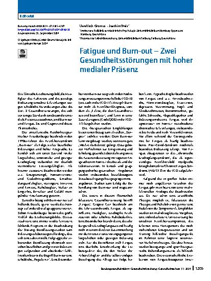 Vorschauseite 1: Fatigue und Burn-out – Zwei Gesundheitsstörungen mit hoher medialer Präsenz