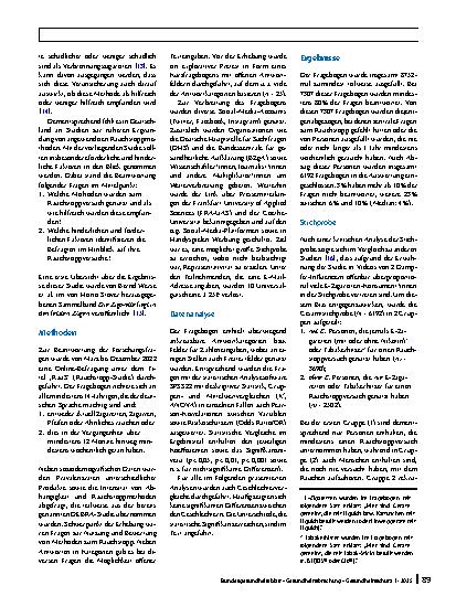 Vorschauseite 2: Methoden, mit dem Rauchen aufzuhören – eine quantitative Online-Befragung zu förderlichen und hinderlichen Faktoren (RauS-Studie)