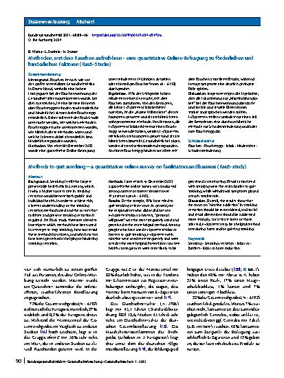 Vorschauseite 3: Methoden, mit dem Rauchen aufzuhören – eine quantitative Online-Befragung zu förderlichen und hinderlichen Faktoren (RauS-Studie)