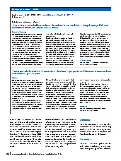 Vorschauseite 3: „Man sitzt in einer Seifenblase, während die anderen Menschen leben.“ – Perspektiven geflüchteter ukrainischer Mütter mit Kindern von 0–3 Jahren