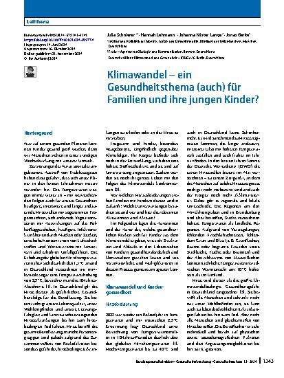 Vorschauseite 1: Klimawandel – ein Gesundheitsthema (auch) für Familien und ihre jungen Kinder?