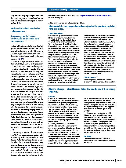 Vorschauseite 3: Klimawandel – ein Gesundheitsthema (auch) für Familien und ihre jungen Kinder?