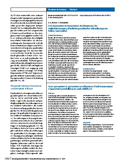 Vorschauseite 3: Von Generation zu Generation: Mechanismen der Risikoübertragung elterlicher psychischer Erkrankungen im frühen Kindesalter