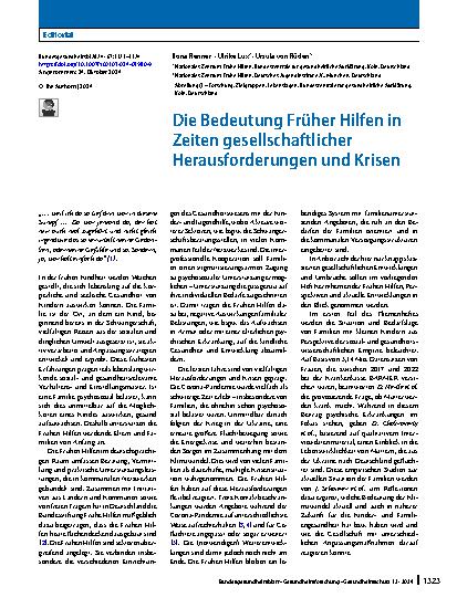 Vorschauseite 1: Die Bedeutung Früher Hilfen in Zeiten gesellschaftlicher Herausforderungen und Krisen