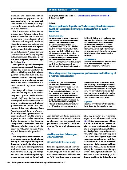 Vorschauseite 3: Klinisch-praktische Aspekte der Vorbereitung, Durchführung und Nachbetreuung beim Schwangerschaftsabbruch im ersten Trimenon