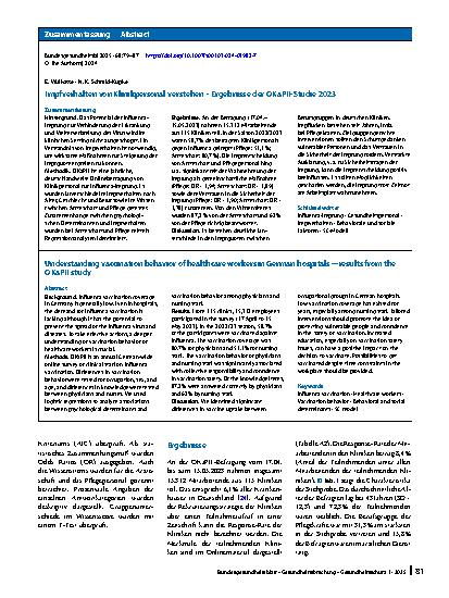 Vorschauseite 3: Impfverhalten von Klinikpersonal verstehen – Ergebnisse der OKaPII-Studie 2023