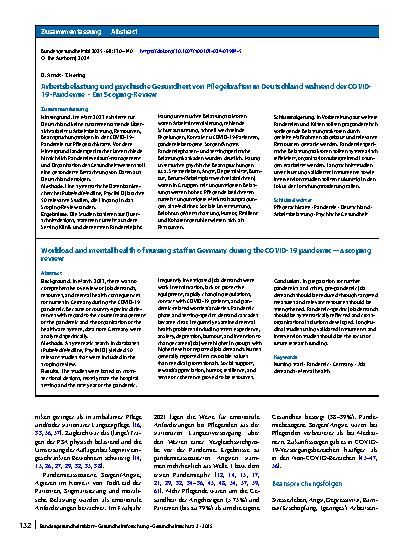 Vorschauseite 3: Arbeitsbelastung und psychische Gesundheit von Pflegekräften in Deutschland während der COVID-19-Pandemie – Ein Scoping-Review
