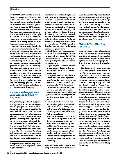 Vorschauseite 2: Priorisierung von Forschungsfragen in Gesundheitskrisen – Vorstellung eines Konzeptes, entwickelt in der COVID-19 Pandemie
