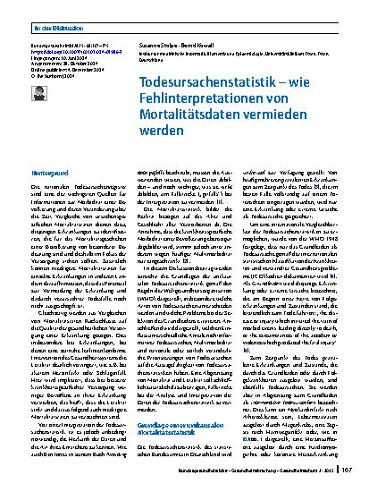 Vorschauseite 1: Todesursachenstatistik – wie Fehlinterpretationen von Mortalitätsdaten vermieden werden