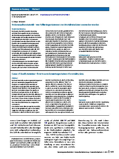 Vorschauseite 3: Todesursachenstatistik – wie Fehlinterpretationen von Mortalitätsdaten vermieden werden