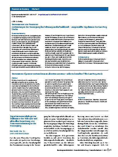 Vorschauseite 3: Dimensionen von Personenzentrierung in der Versorgung bei Schwangerschaftsabbruch – ausgewählte Ergebnisse der CarePreg Studie