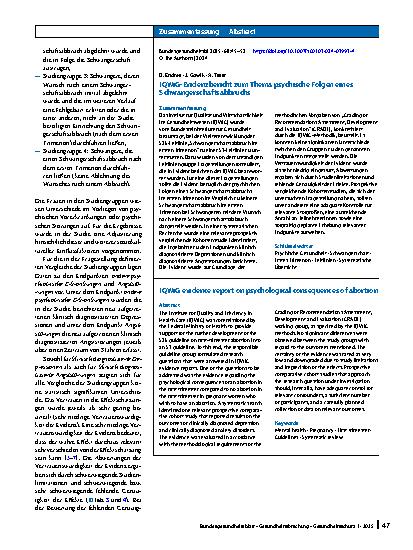 Vorschauseite 3: IQWiG-Evidenzbericht zum Thema psychische Folgen eines Schwangerschaftsabbruchs
