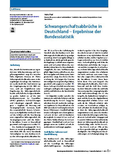 Vorschauseite 1: Schwangerschaftsabbrüche in Deutschland – Ergebnisse der Bundesstatistik