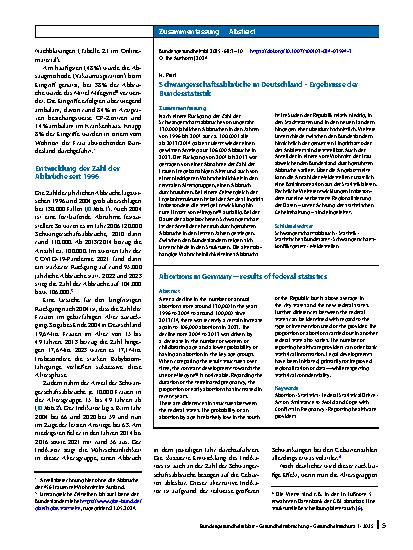 Vorschauseite 3: Schwangerschaftsabbrüche in Deutschland – Ergebnisse der Bundesstatistik