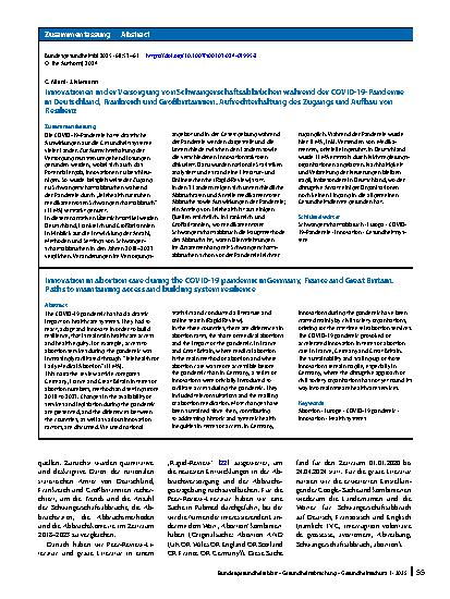 Vorschauseite 3: Innovationen in der Versorgung von Schwangerschaftsabbrüchen während der COVID-19-Pandemie in Deutschland, Frankreich und Großbritannien