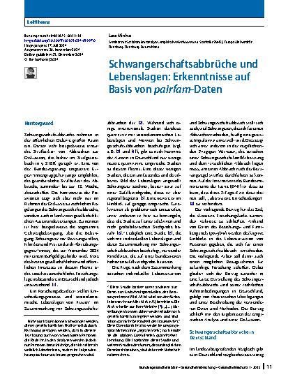 Vorschauseite 1: Schwangerschaftsabbrüche und Lebenslagen: Erkenntnisse auf Basis von pairfam-Daten