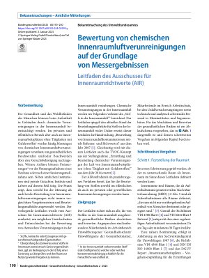 Vorschauseite 1: Bewertung von chemischen Innenraumluftverunreinigungen auf der Grundlage von Messergebnissen