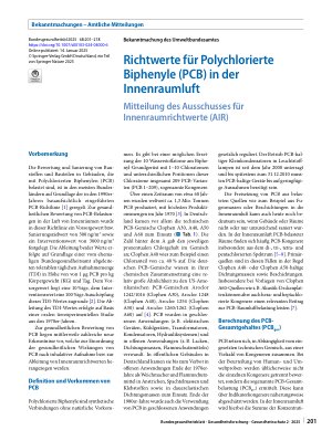 Vorschauseite 1: Richtwerte für Polychlorierte Biphenyle (PCB) in der Innenraumluft