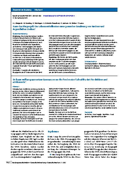 Vorschauseite 3: Kann das Bürgergeld die Lebensmittelkosten einer gesunden Ernährung von Kindern und Jugendlichen decken?