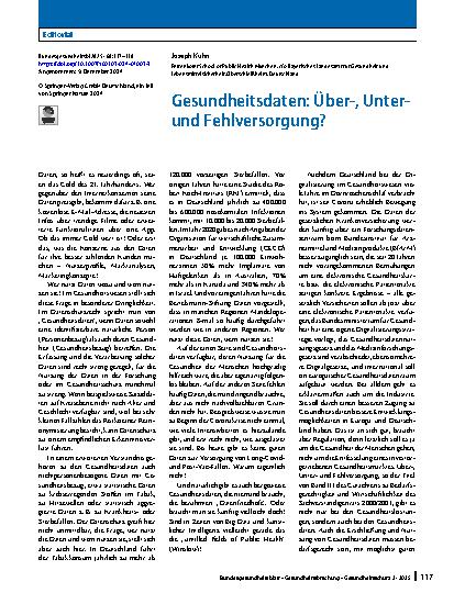 Vorschauseite 1: Gesundheitsdaten: Über‑, Unterund Fehlversorgung?
