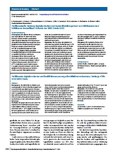 Vorschauseite 3: Problematische Nutzung digitaler Medien und Gesundheitskompetenz von Schülerinnen und Schülern in Deutschland. Befunde der HBSC-Studie 2022
