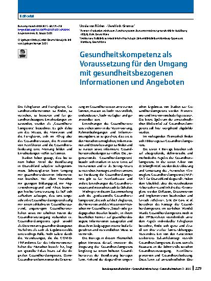 Vorschauseite 1: Gesundheitskompetenz als Voraussetzung für den Umgang mit gesundheitsbezogenen Informationen und Angeboten
