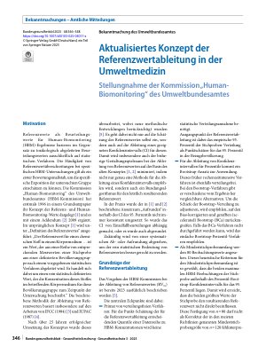 Vorschauseite 1: Aktualisiertes Konzept der Referenzwertableitung in der Umweltmedizin