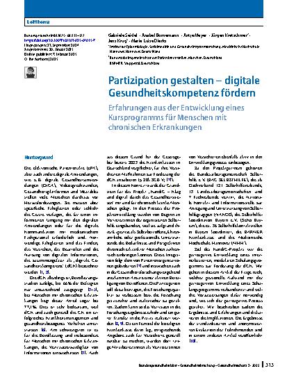 Vorschauseite 1: Partizipation gestalten – digitale Gesundheitskompetenz fördern