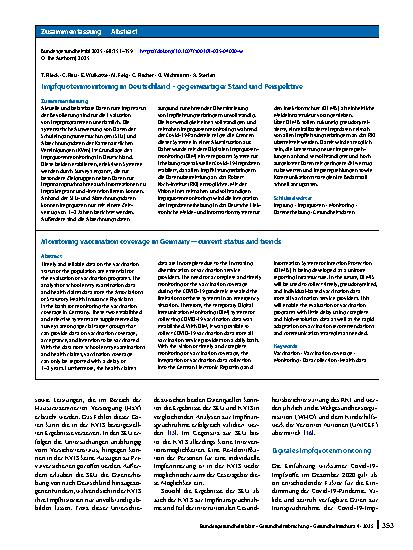 Vorschauseite 3: Impfquotenmonitoring in Deutschland – gegenwärtiger Stand und Perspektive