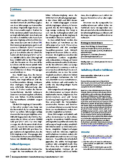 Vorschauseite 6: Kosteneffizienz von Impfungen: Über die Komplexität gesundheitsökonomischer Analysen zur Influenza‑, SARS-CoV-2- und RSV-Impfung