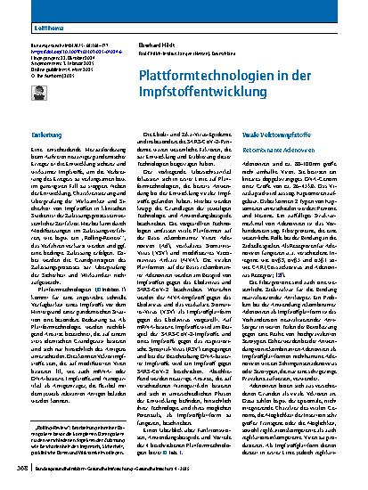 Vorschauseite 1: Plattformtechnologien in der Impfstoffentwicklung